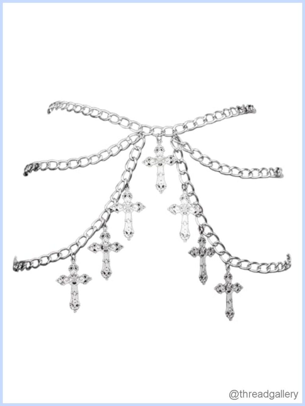 Goth Cross Waist Chain Belt Layered Metal Body Jewelry for Women